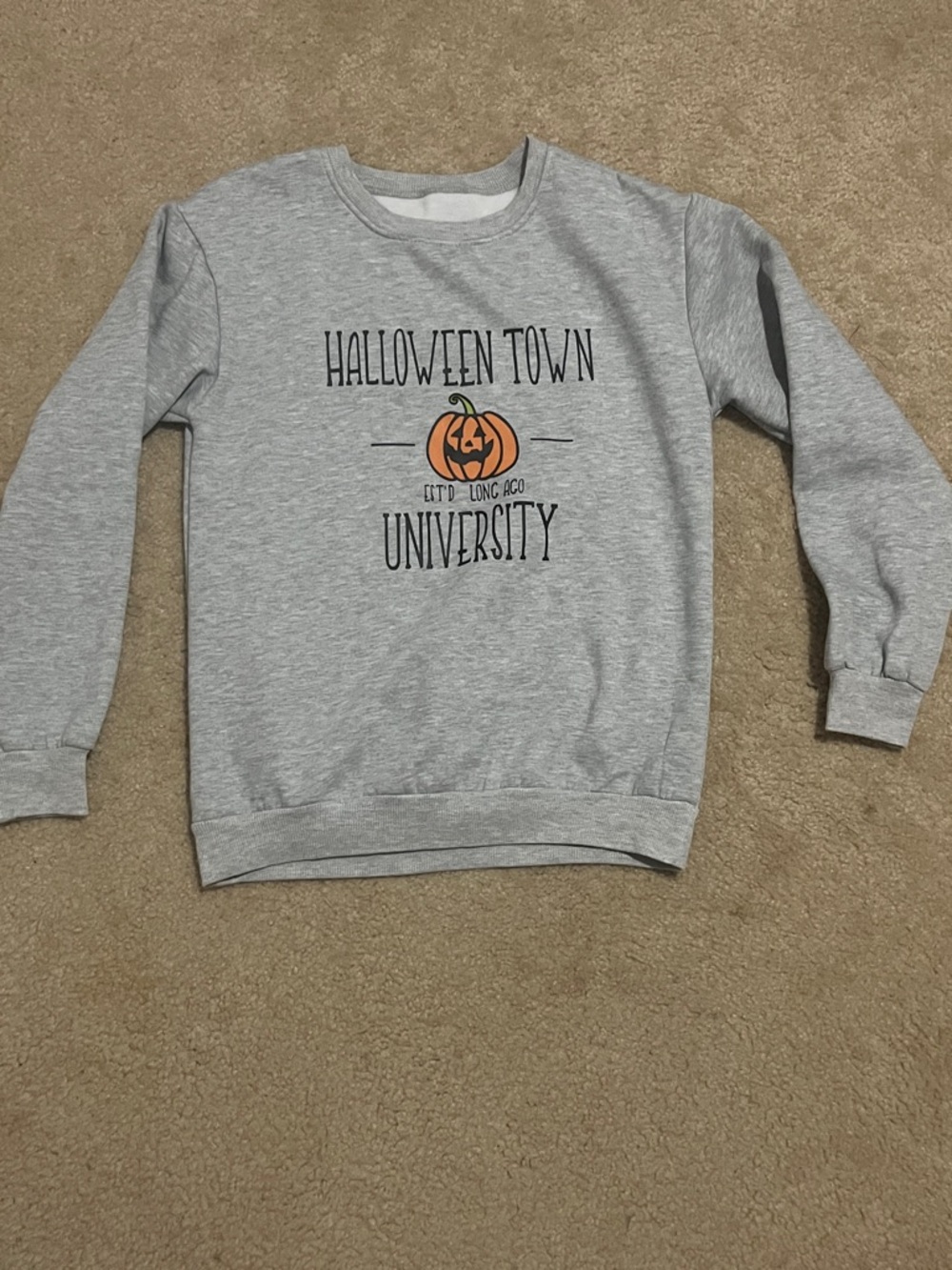 Halloween Town University Gray Pumpkin Graphic Sweatshirt